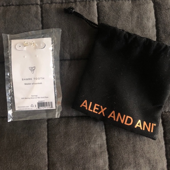 NEW: ALEX AND ANI Silver & Gold 🦈 Tooth Earrings - Picture 6 of 7